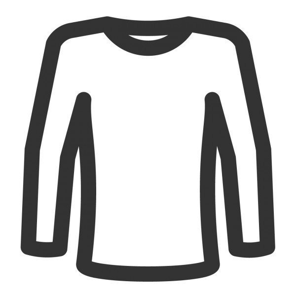 Langärmliges T-Shirt in einfacher, schwarzer Umrissdarstellung.