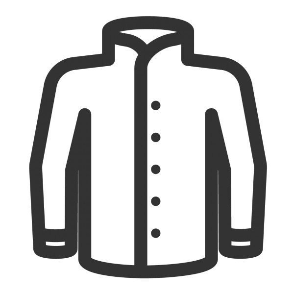 Schwarzes Icon eines Hemdes mit Kragen und Knöpfen.